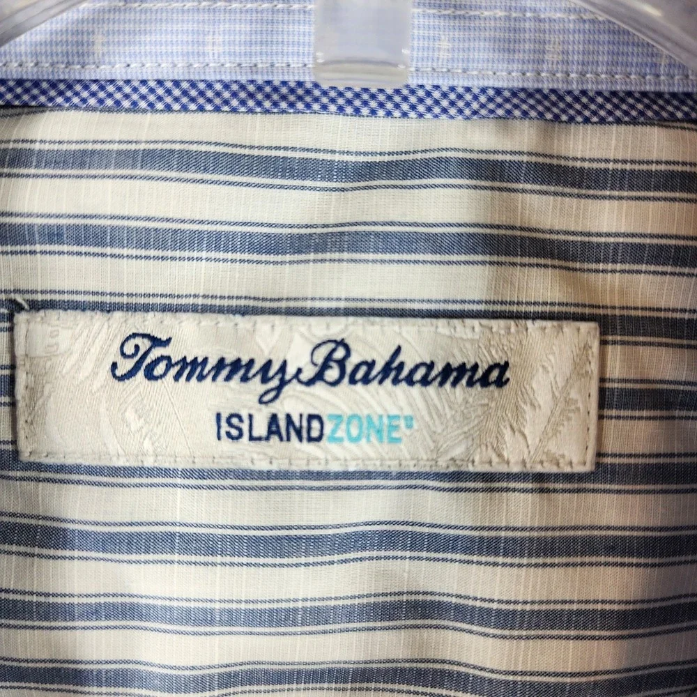 Tommy Bahama Newport Tamati Stripe Shirt Mens L Throne Blue Pima Cotton Blnd NWT - Picture 9 of 13